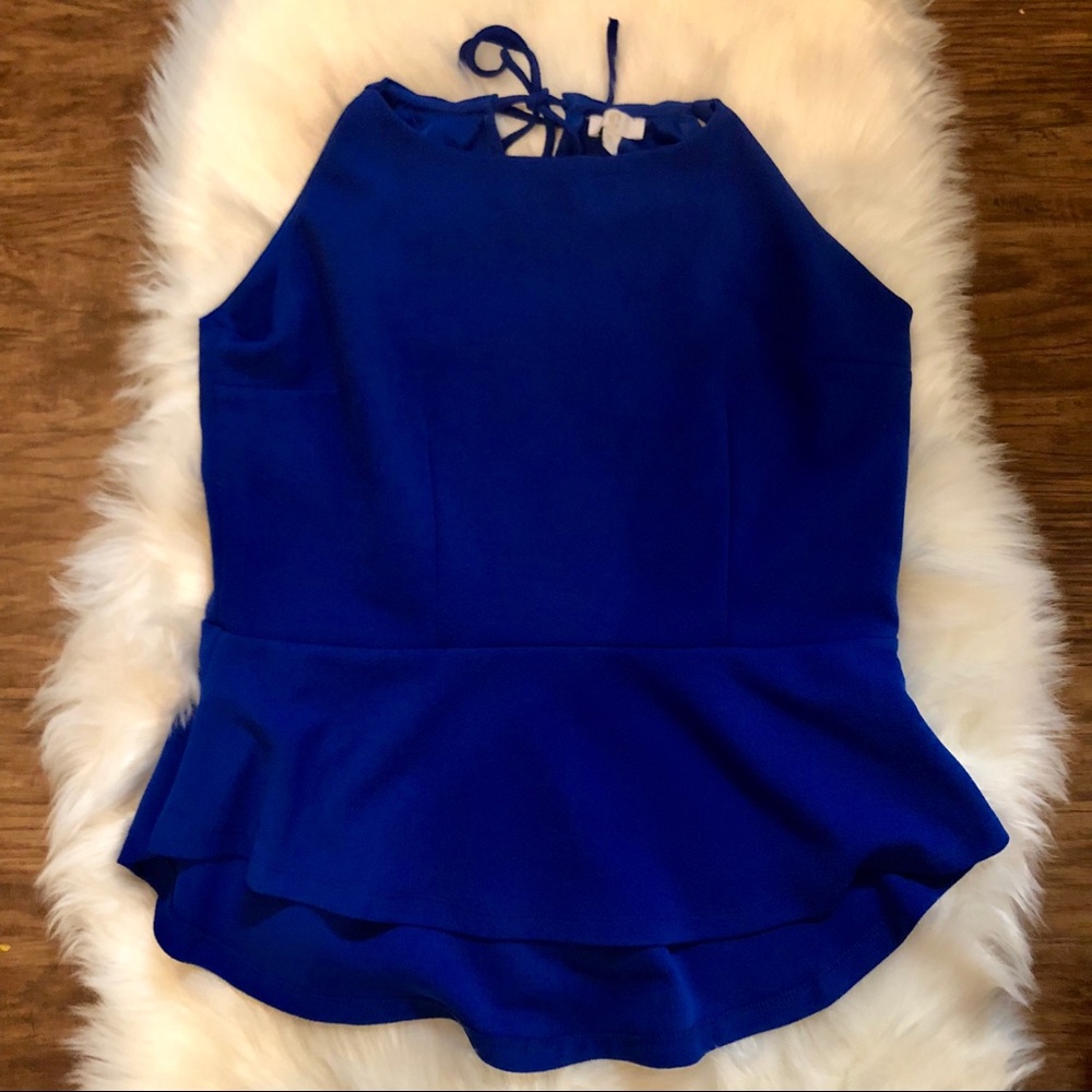 NWOT Charming Charlie Blue Peplum Top
